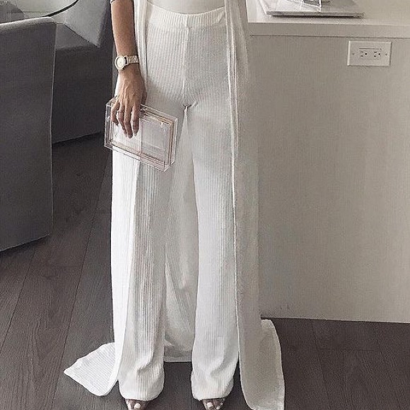 JLUXLABEL Pants - Jluxlabel Minnie ribbed pants in off white